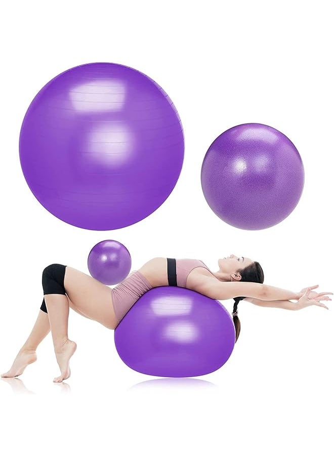 promass 2 Pcs Exercise Ball,25cm,65cm Yoga Ball,with Quick Foot Pump,Workout Exercise Ball for Fitness,Yoga,Pilates,Core Training and Physical Therapy,Improves Balance,Premium Non-Slip Design