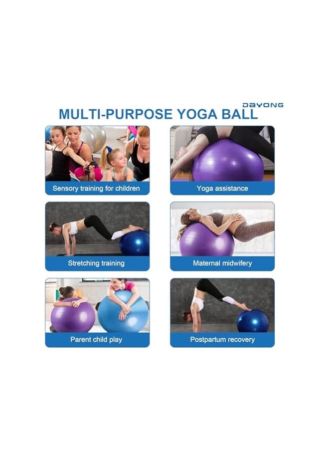 DAYONG Anti-Burst Exercise Ball, Yoga Fitness Ball with Air Pump for Adult and Kids, Thickened Stability Balance Ball for Yoga, Pilates, Kids Sensory Training, Core Strengthening.