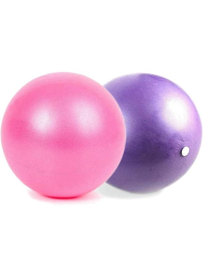 promass 2 Pcs Soft Pilates Balls, Soft Stability Ball, 22-25cm Small Exercise Ball for Yoga, Pilates, Abdominal Workouts, Shoulder Therapy, Core Strengthening (Pink & Purple)