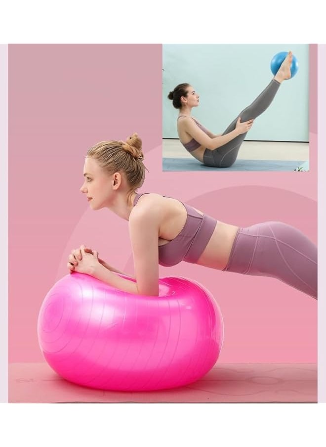 Yoga Exercise Ball 65 & 25cm ，Anti Burst and Slip Stability Balance Yoga Ball，Chair for Pilates Yoga Birthing Pregnancy Gym Workout Training and Physical Therapy(2 Size，with Quick Foot Pump）