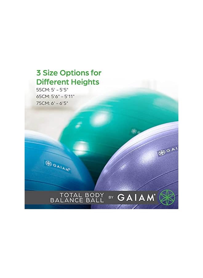 Total Body Balance Ball Kit - Includes Anti-Burst Stability Exercise Yoga Ball, Air Pump, Workout Program