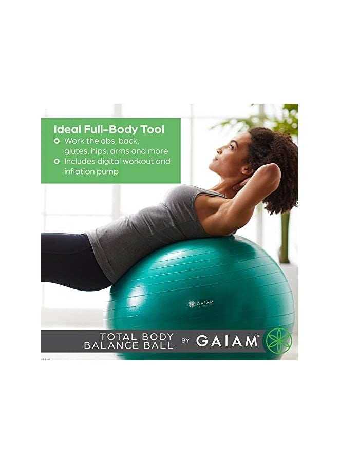 Total Body Balance Ball Kit - Includes Anti-Burst Stability Exercise Yoga Ball, Air Pump, Workout Program