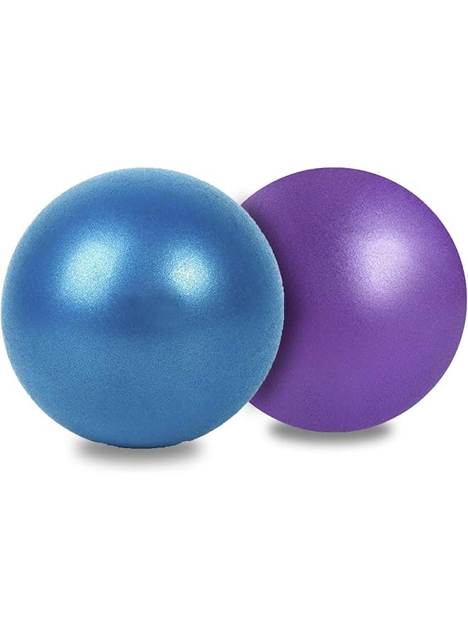 2 Pack Mini Exercise Barre Ball 9 Inch for Yoga,Pilates,Stability Therapy, Body Balance Physical Core Training Gym Anti Burst and Slip Resistant Balls with Inflatable Straw Purple Blue