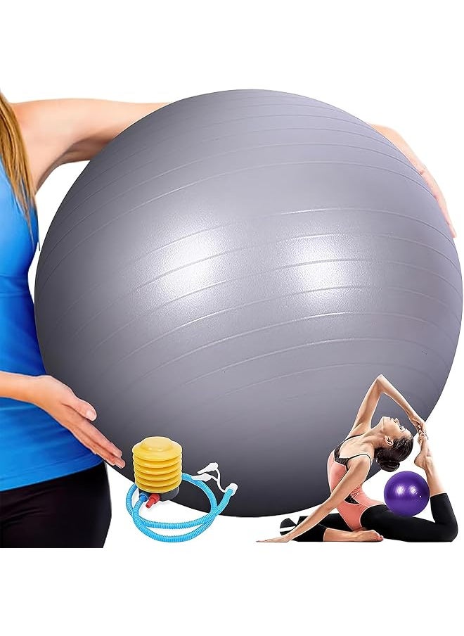 2 Pack 65 & 25cm Exercise Ball with Quick Foot Pump,Anti Burst and Slip Stability Balance Yoga Ball Chair for Pilates Yoga Birthing Pregnancy Gym Workout Training and Physical Therapy(2 Size)