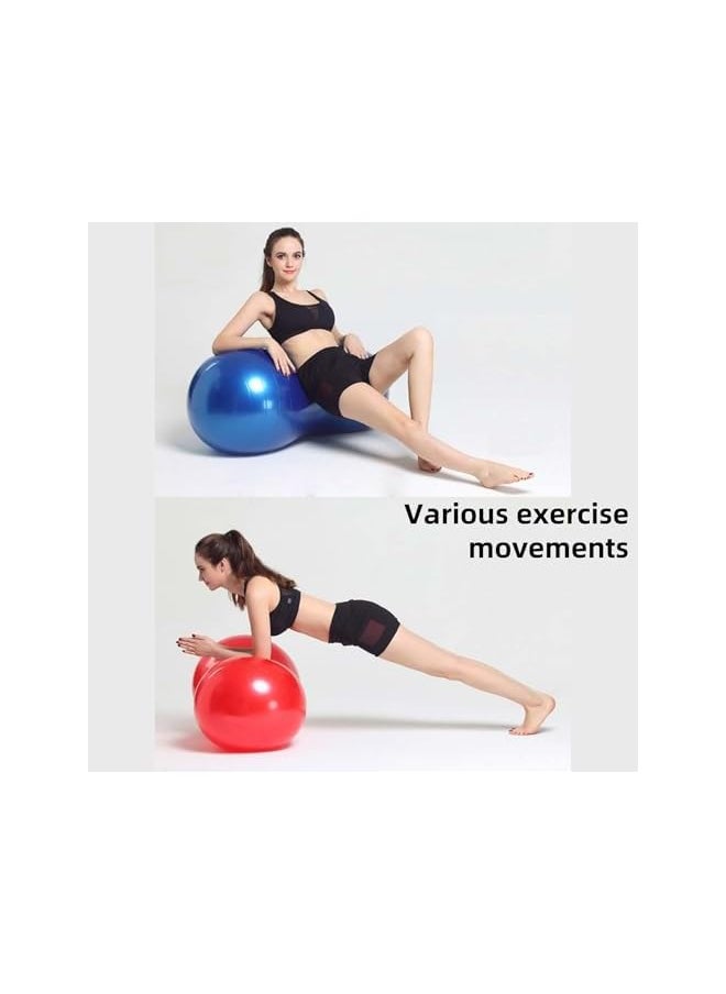 promass Fitness Yoga Ball - Stability Ball with Peanut Shape for Balance and Core Strength Training - Anti Burst Exercise Ball for Home & Gym Fitness - Includes Pump and Yoga Stretch Band (45 * 90cm)