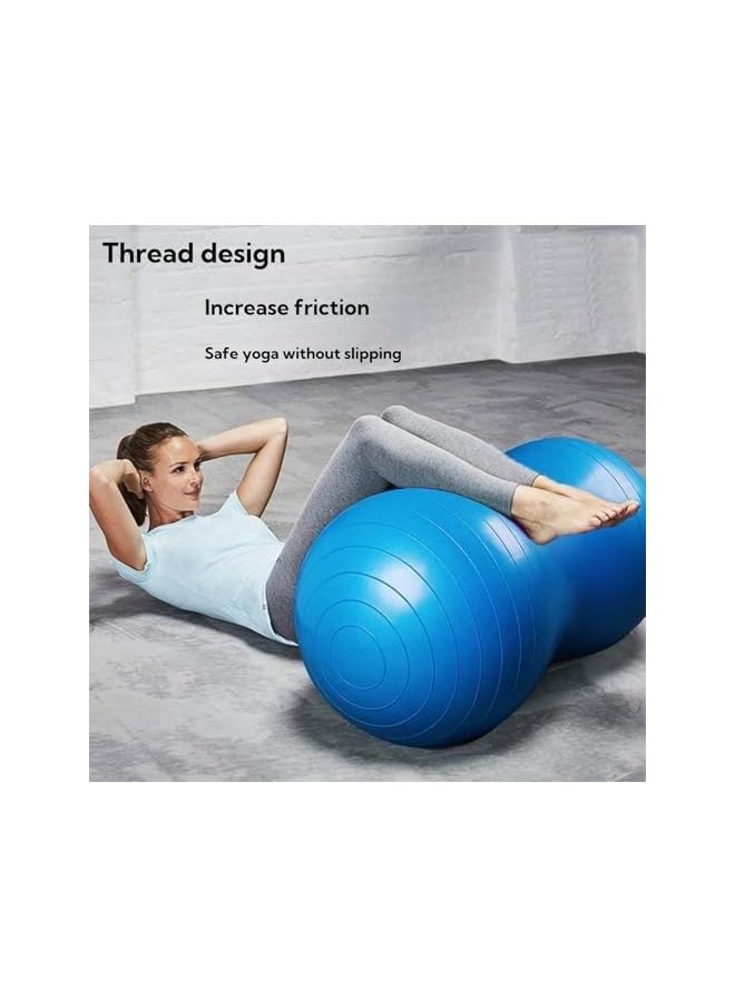 promass Fitness Yoga Ball - Stability Ball with Peanut Shape for Balance and Core Strength Training - Anti Burst Exercise Ball for Home & Gym Fitness - Includes Pump and Yoga Stretch Band (45 * 90cm)