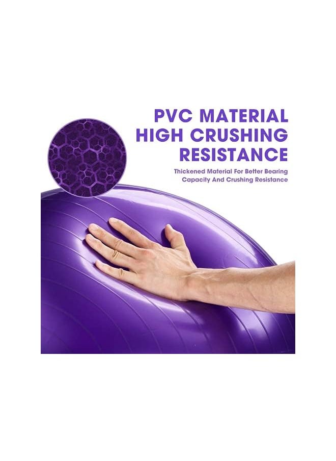 promass Yoga Ball Anti-Burst, 65cm Exercise Ball With Air Pump Thickened Stability Balance Ball For Physical Fitness Exercise Purple