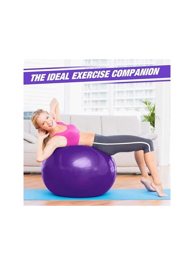 promass Yoga Ball Anti-Burst, 65cm Exercise Ball With Air Pump Thickened Stability Balance Ball For Physical Fitness Exercise Purple