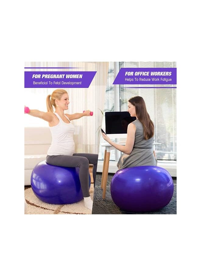 promass Yoga Ball Anti-Burst, 65cm Exercise Ball With Air Pump Thickened Stability Balance Ball For Physical Fitness Exercise Purple