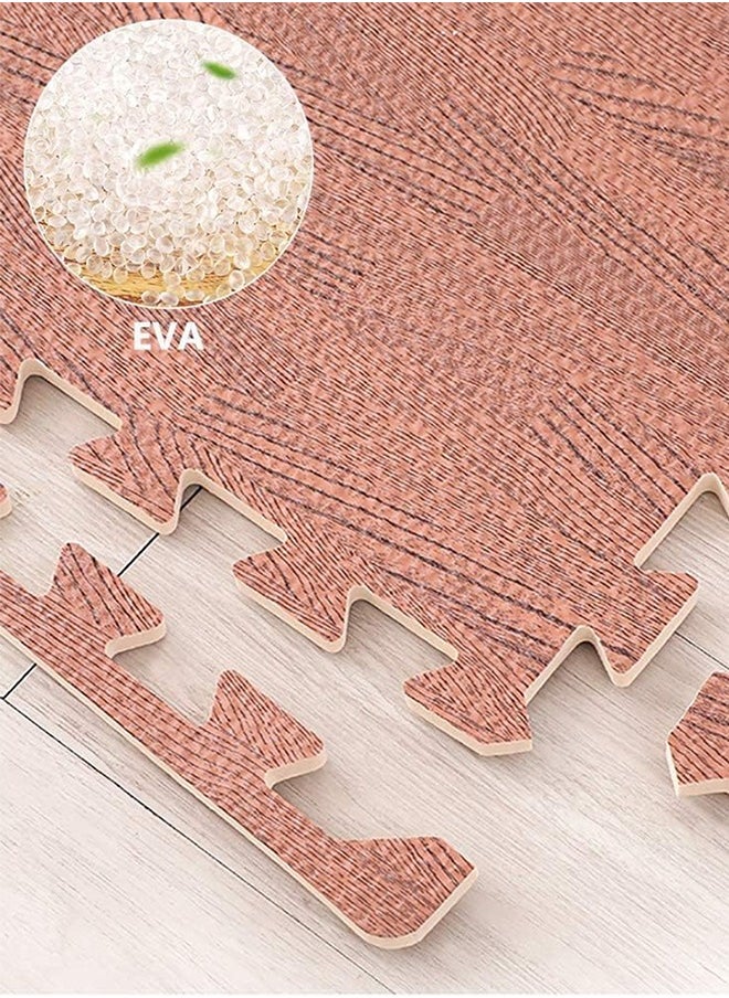 12 Pieces EVA Wood Grain Floor Mats, 1cm Thick Interlocking Floor Mats Exercise Equipment Mats, Protective Flooring Mats for Kids, Gym Equipment for Yoga, Outdoor Workouts(60 * 60cm)