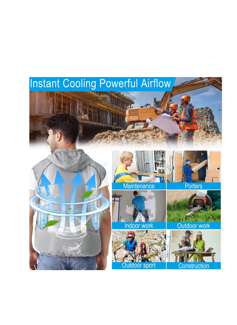 Air Conditioned Jacket With Fans, Cooling Vest for Men Women, Evaporative Cool Vest with 2 Fans Air Conditioned Cold Clothes Keep Cooling 13 Hours for Hot Weather Work, Waterproof, Sun-Proof