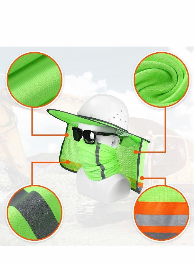 Hard Hat Sun Shade, High Visibility Visor Neck Shade with Reflective Strip, Accessories, Full Brim, Man& Woman (Hard Not Included), Green