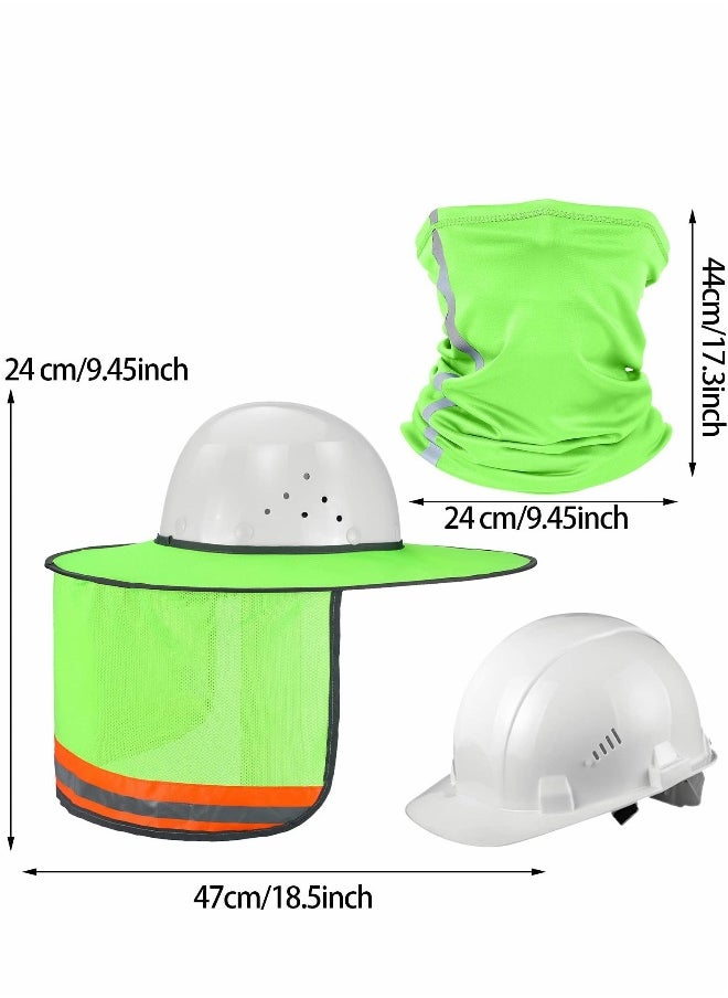 Hard Hat Sun Shade, High Visibility Visor Neck Shade with Reflective Strip, Accessories, Full Brim, Man& Woman (Hard Not Included), Green