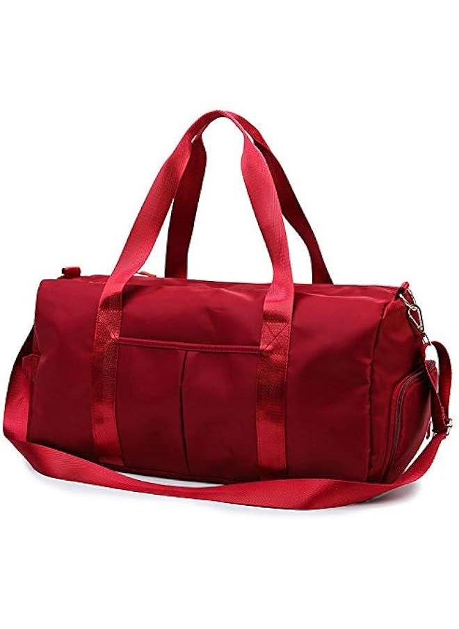 Red Women's Sports Gym Duffel Bag with Wet Pocket and Shoe Compartment