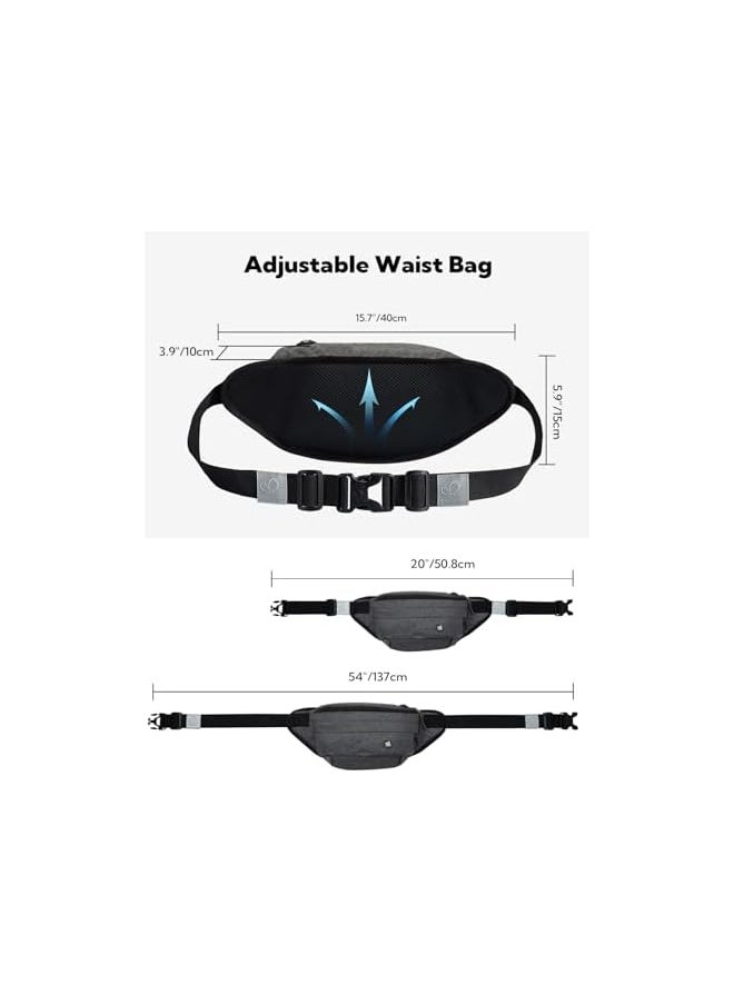 Fanny Pack For Men Women Water Resistant Large Hiking Waist Bag Pack Carrying All Phones For Walking Traveling