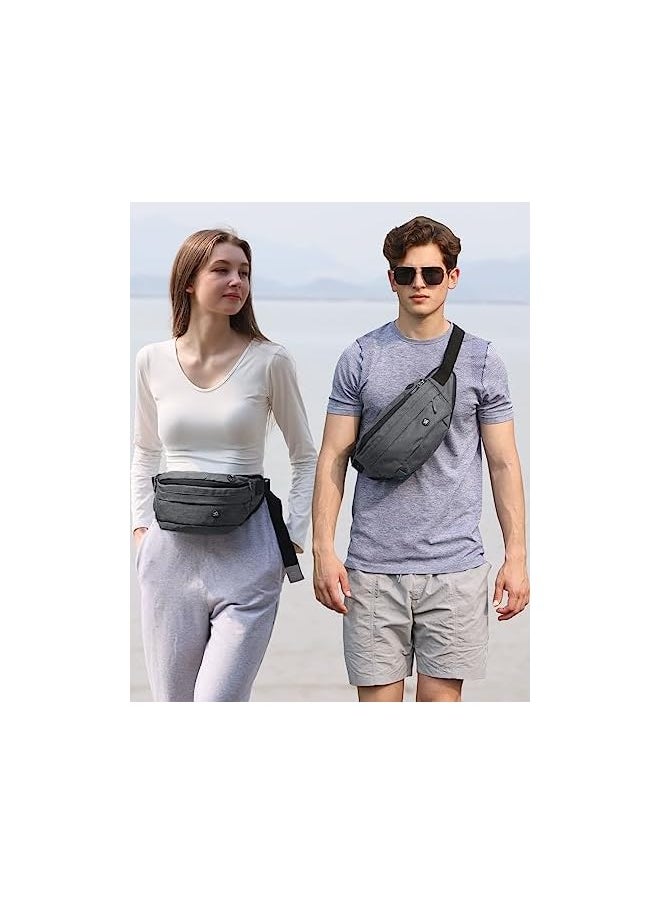 Fanny Pack For Men Women Water Resistant Large Hiking Waist Bag Pack Carrying All Phones For Walking Traveling