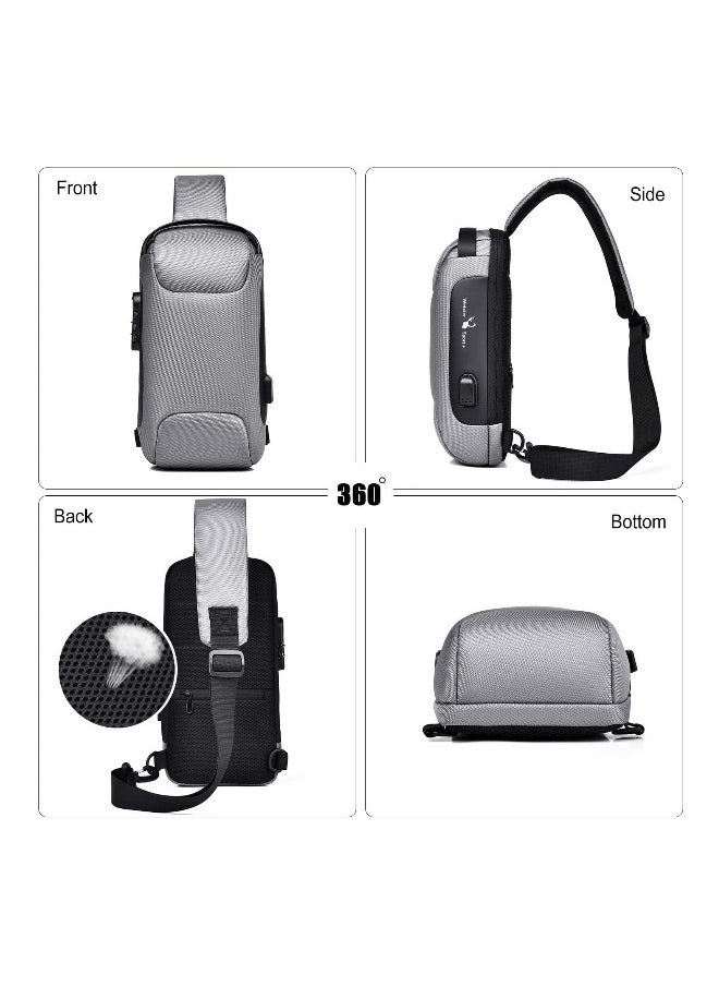 Anti-Theft Sling Bag, Chest Shoulder Backpack Crossbody Bags for Men Women Cover Pack Hiking Small Rucksack with USB Cha rging Port for Business Travel Bicycle Sport Gym