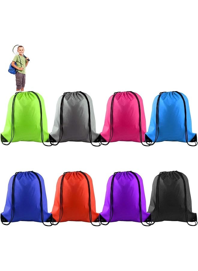 promass Drawstring Backpack, 8 Pcs Waterproof Drawstring Gym Bag String Swimming Bag for Adults and Kids, Folding Beach School Sport Toiletry Trainer Bag Travel Organiser Bag for Clothes Shoes