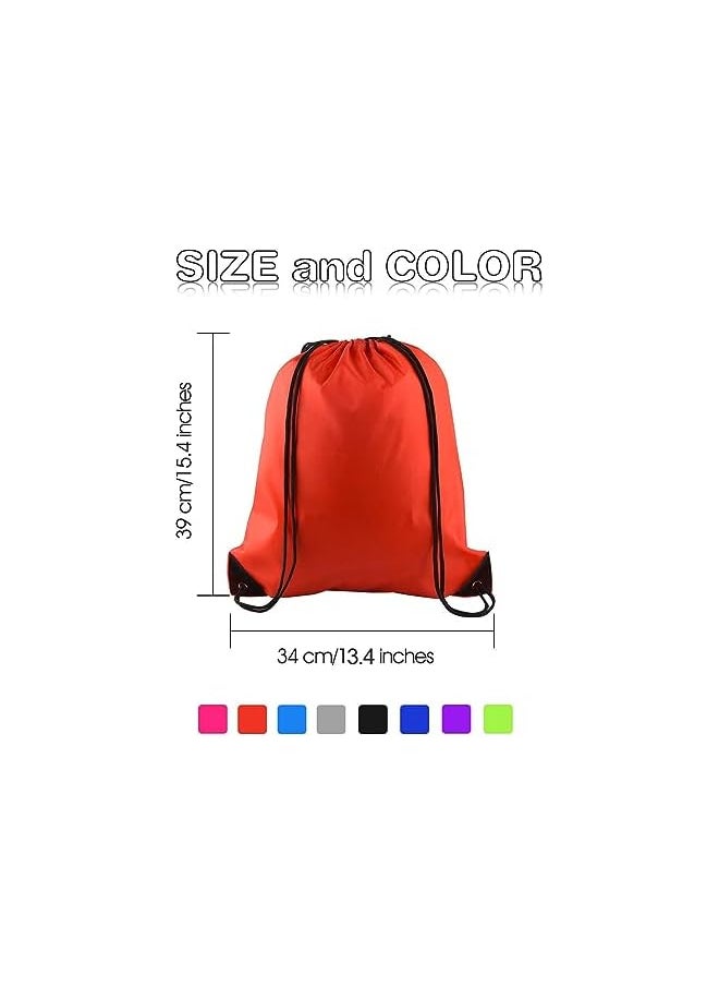 promass Drawstring Backpack, 8 Pcs Waterproof Drawstring Gym Bag String Swimming Bag for Adults and Kids, Folding Beach School Sport Toiletry Trainer Bag Travel Organiser Bag for Clothes Shoes