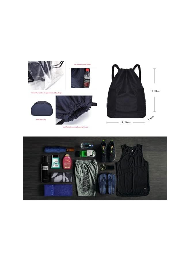 promass Water Resistant Drawstring Backpack String Bag Sports Gym Sackpack with Side Pockets for Men Women One Size