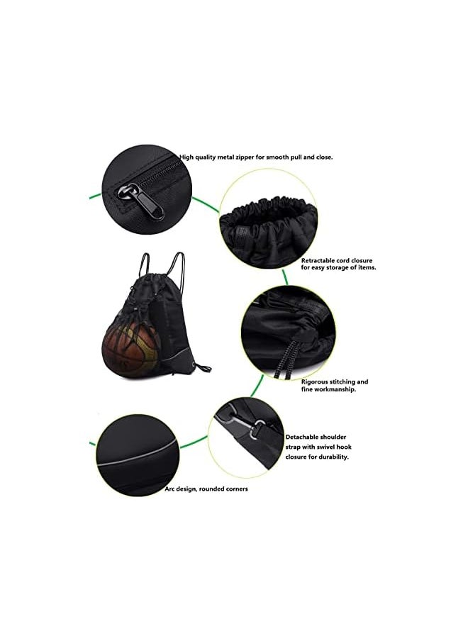 promass Black Drawstring pocket backpack men's and women's outdoor travel sports basketball football swimming cycling bag, 41 X 7 47cm