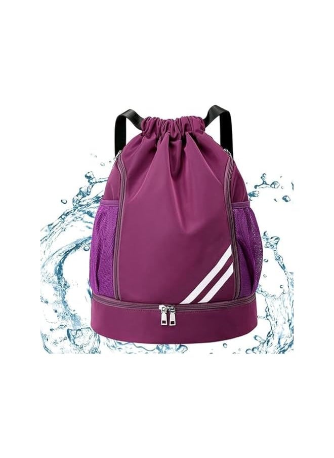 promass Drawstring Backpack Sports Outdoor Bag – Nylon Water Resistant String Bag Great for Travelling, Gym and for Everyday Use(purple)