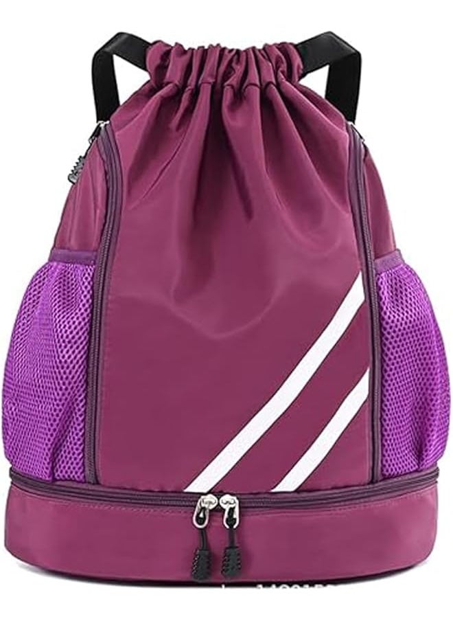 promass Drawstring Backpack Sports Outdoor Bag – Nylon Water Resistant String Bag Great for Travelling, Gym and for Everyday Use(purple)