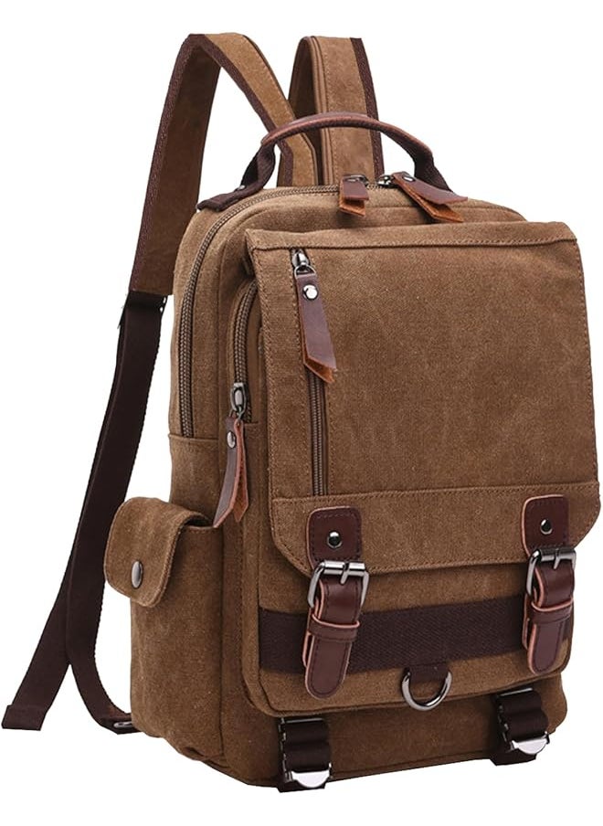 promass Vintage Canvas Cross Body Messenger Backpack Rucksack for Men & Boys Casual Book Bag Sports Daypack