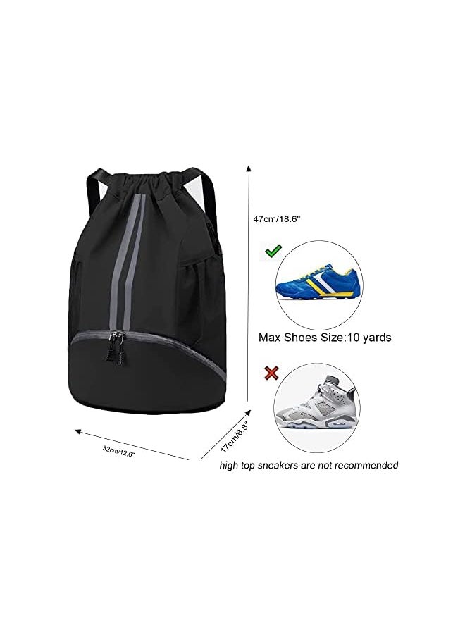 promass Unisex Drawstring Backpack, Waterproof Travel Bag, Large Oxford Gym Bag, Student Backpack, Durable Sports Ball Bag with Shoe Compartment, Suitable for Sports Holidays School