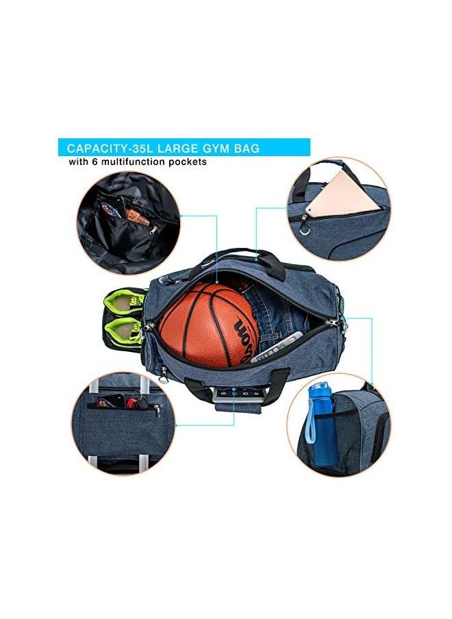 promass Sports Gym Bag with Shoes Compartment &Wet Pocket Gym Duffel Bag Overnight Bag for Men and Women