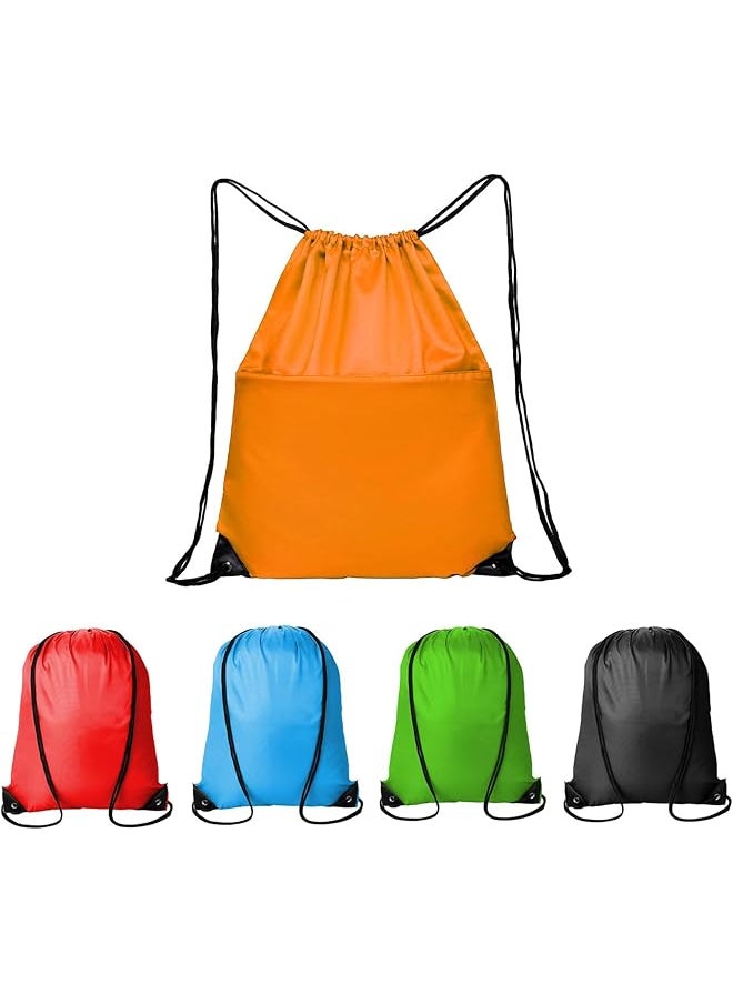 promass 5Pcs Drawstring Backpack Bags Bulk,5 Colors Cinch Sack Pack Drawstring Backpacks Bulk String Bag,Draw String Back Bag Suitable for Travelling,Beach and Yoga,Gym Sports Swimming