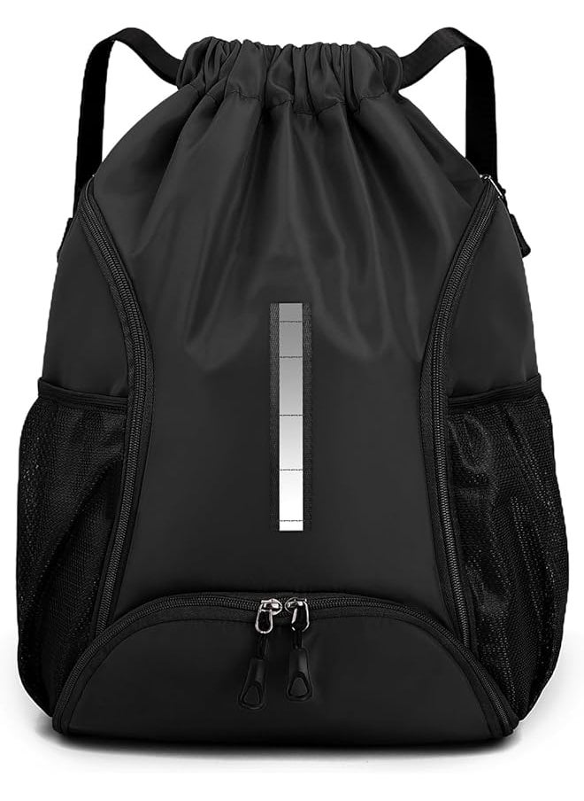 Sports Drawstring Backpack, Soccer Backpack, Basketball Bag, Soccer Bag with Ball and Shoe Compartment