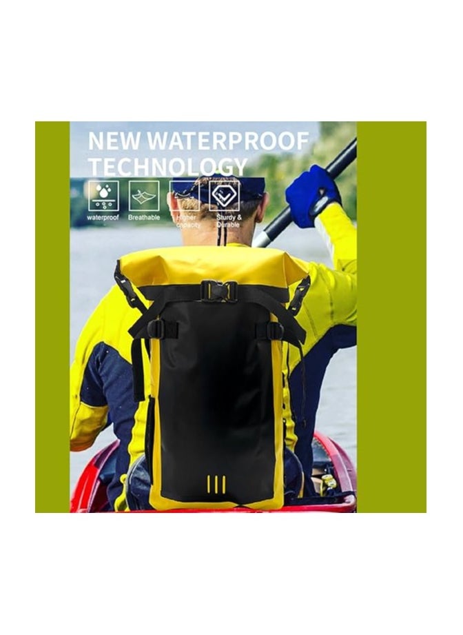 30L Large Capacity Waterproof Backpack - Outdoor PVC Backpack for River Tracing, Swimming, Drifting, Beach Surfing, Fishing