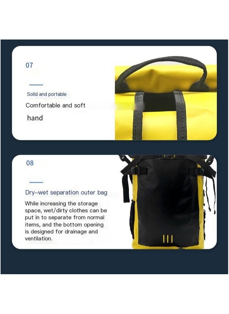 30L Large Capacity Waterproof Backpack - Outdoor PVC Backpack for River Tracing, Swimming, Drifting, Beach Surfing, Fishing