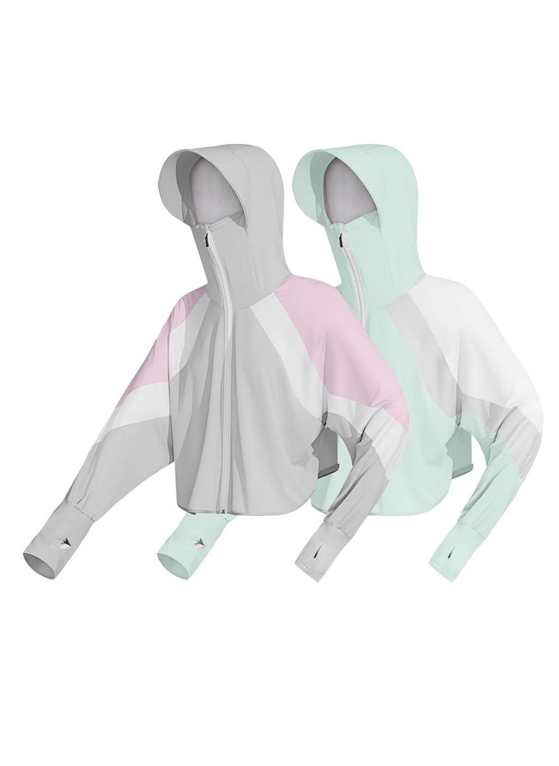 uv protection clothing 2 pcs sun protection hoodie jacket full zip clothing for women fit size s xl