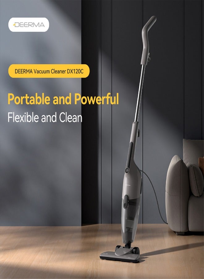 Dynamic Clean Vacuum 2-in-1 Handheld & Stick Cleaner with 16000Pa Ultra Suction, Low-Noise Operation and 3 Versatile Brushes 600 W DX120C Gray