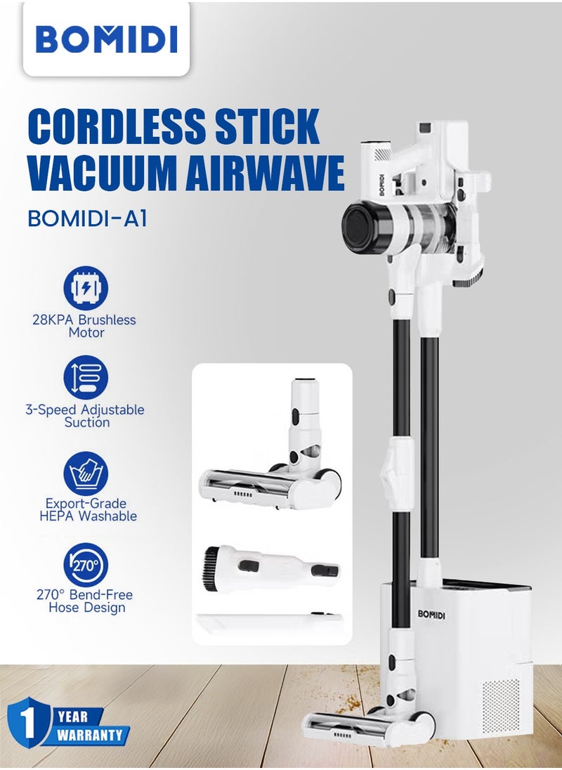 UltraClean Max Cordless Stick Vacuum with Self-Emptying Station, Powerful 28KPA Brushless Motor, 3-Speed Adjustable Suction, Smart LED Display, and Advanced Deep Cleaning Technology for Effortless Home Maintenance