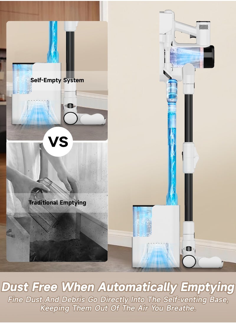 UltraClean Max Cordless Stick Vacuum with Self-Emptying Station, Powerful 28KPA Brushless Motor, 3-Speed Adjustable Suction, Smart LED Display, and Advanced Deep Cleaning Technology for Effortless Home Maintenance