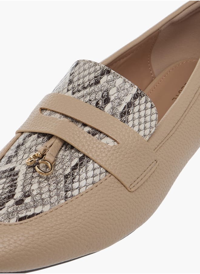 Women's Solid Slip-On Loafers with Charm Detail