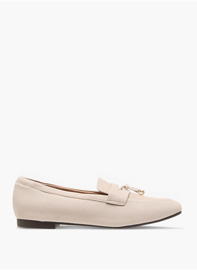 Women's Solid Slip-On Loafers with Charm Detail