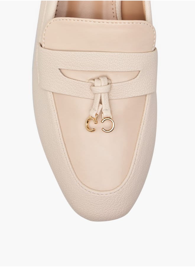 Women's Solid Slip-On Loafers with Charm Detail