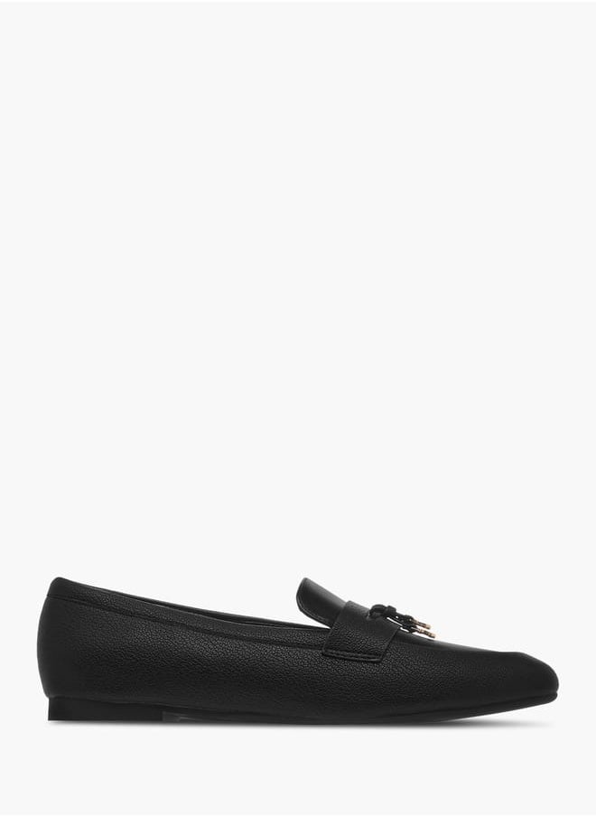 Women's Solid Slip-On Loafers with Charm Detail