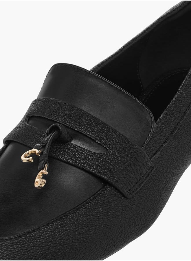 Women's Solid Slip-On Loafers with Charm Detail