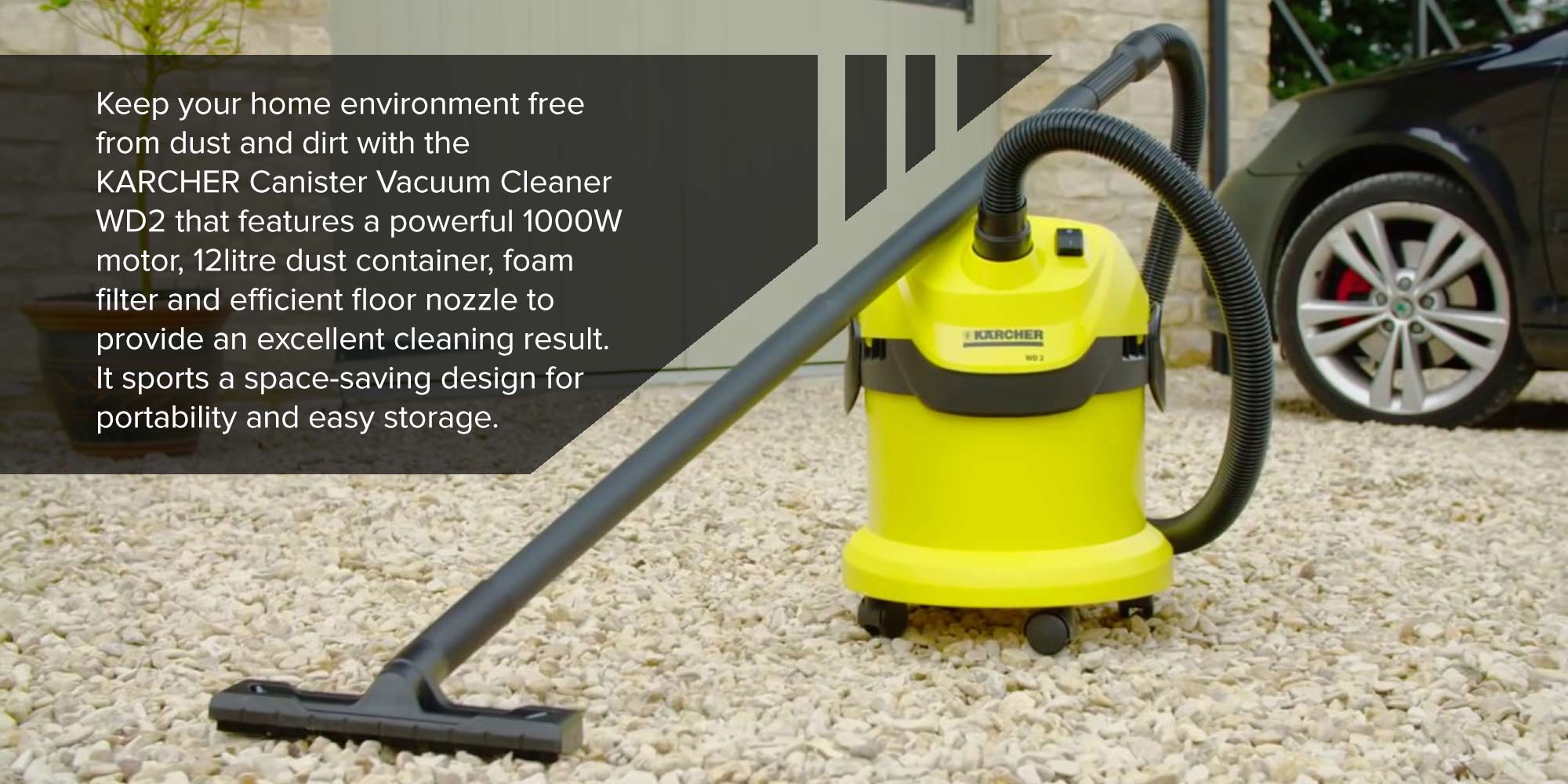 Canister Vacuum Cleaner 12 L 1000 W WD 2 Yellow/Black