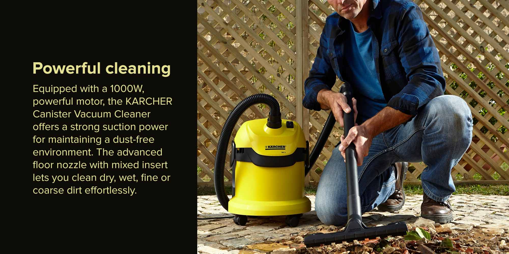 Canister Vacuum Cleaner 12 L 1000 W WD 2 Yellow/Black