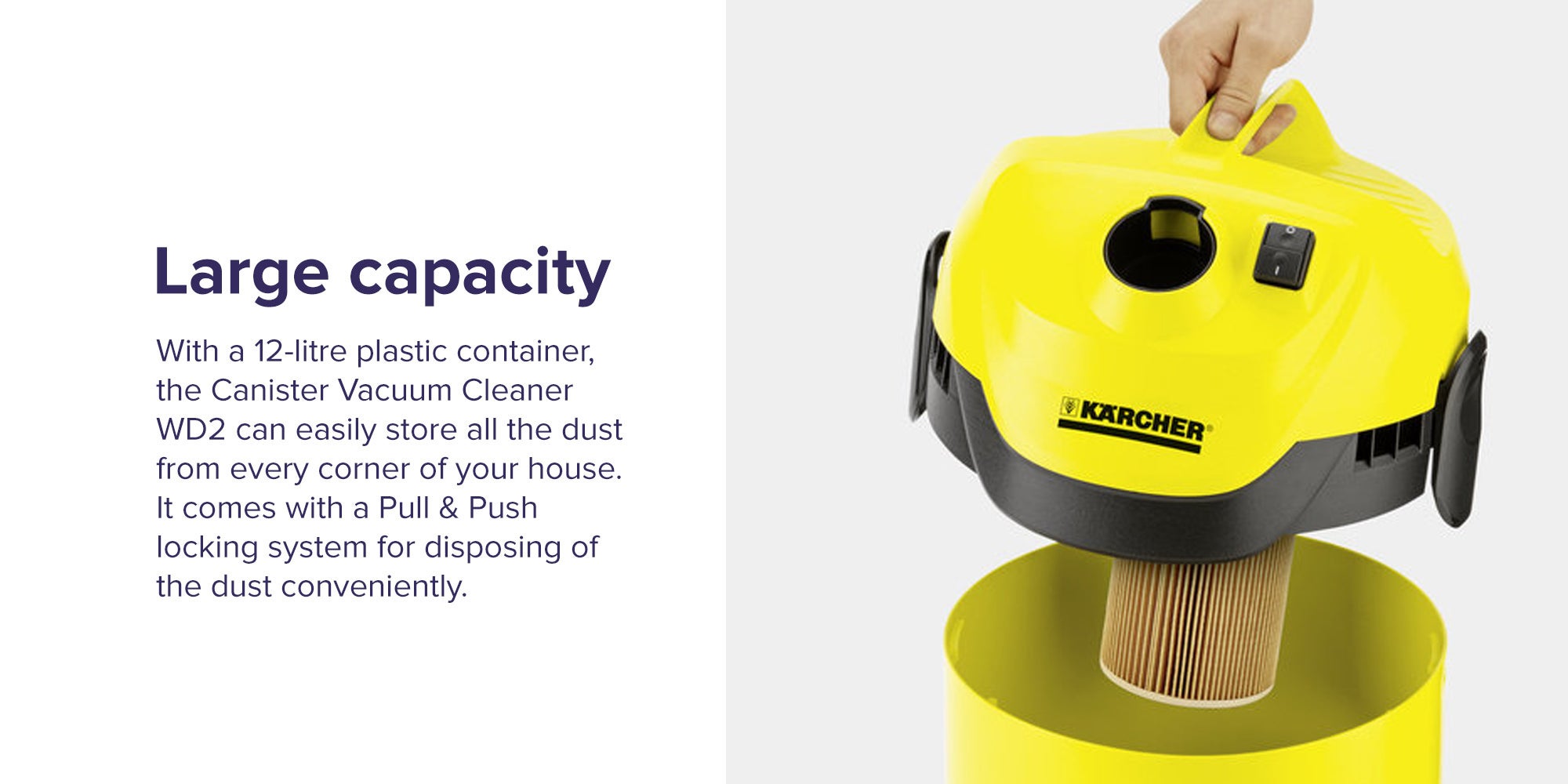 Canister Vacuum Cleaner 12 L 1000 W WD 2 Yellow/Black