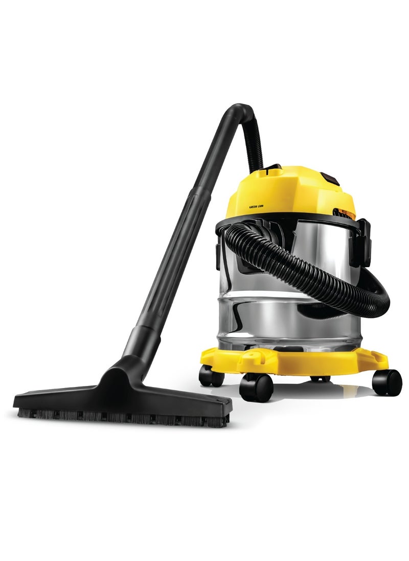 Ultra 3 In 1 Vacuum Cleaner 12L 1000W with Blower, Wet & Dry Function / 15kPa Suction Power / Swivel Caster Wheels / Fabric Dust Bag / 3 Meter Cord Length / Multiple Nozzles / 1.5m Long Hose - Yellow