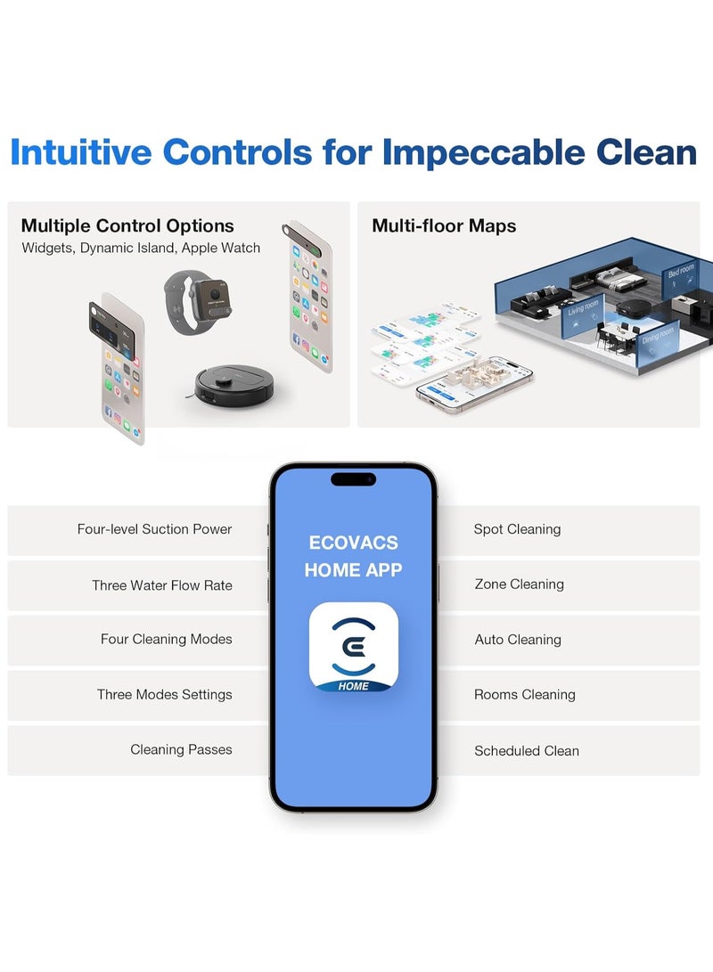 30 Pro Omni Robot Vacuum Cleaner with Station, Robot Vacuum Cleaner 10000Pa, Hot Water Cleaning and Drying, ZeroTangle 2.0 Brush, 9 mm Skid Lifting, Automatic Emptying 3.5 L 60 W YDLX11-1 Black