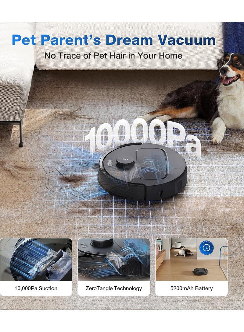 30 Pro Omni Robot Vacuum Cleaner with Station, Robot Vacuum Cleaner 10000Pa, Hot Water Cleaning and Drying, ZeroTangle 2.0 Brush, 9 mm Skid Lifting, Automatic Emptying 3.5 L 60 W YDLX11-1 Black