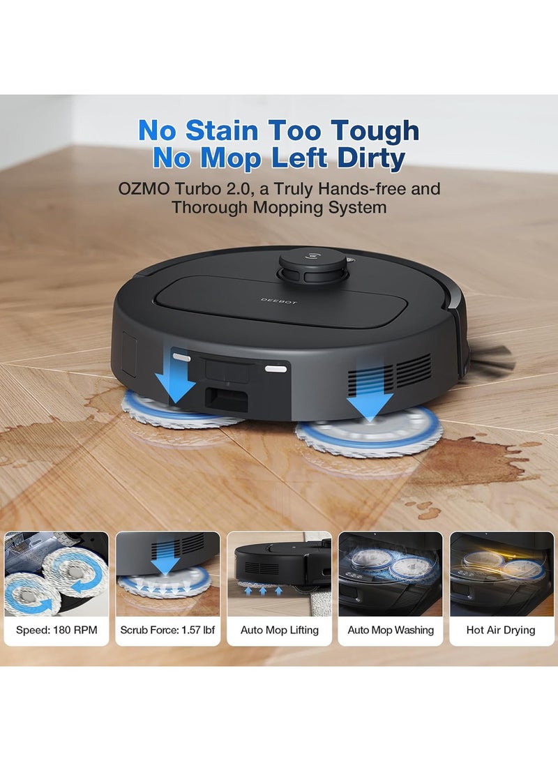 30 Pro Omni Robot Vacuum Cleaner with Station, Robot Vacuum Cleaner 10000Pa, Hot Water Cleaning and Drying, ZeroTangle 2.0 Brush, 9 mm Skid Lifting, Automatic Emptying 3.5 L 60 W YDLX11-1 Black
